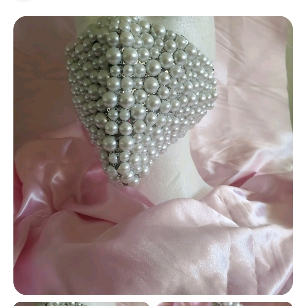 Designer Pearl, and Sequin Face Mask with 100% Cotton Backing with Two Filters